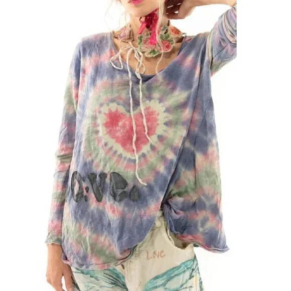 Magnolia Pearl Top Tee Tie Dye Love Applique Dylan T Shirt - Picture 2 of 11